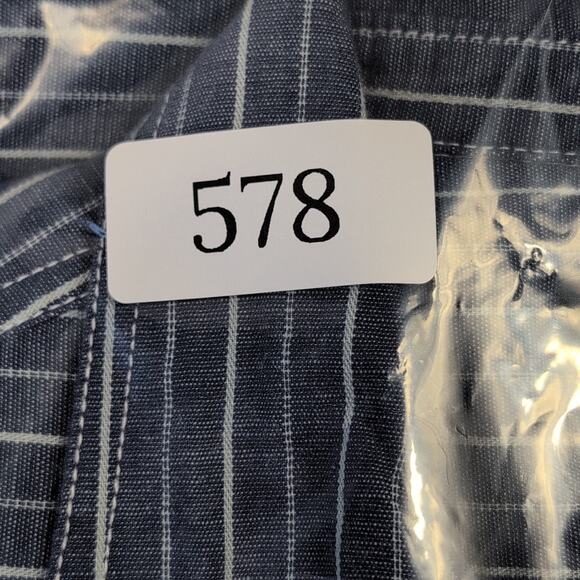 Cremieux Men’s L Blue Striped Button Front Short Sleeve Casual Summer Shirt - Picture 14 of 14